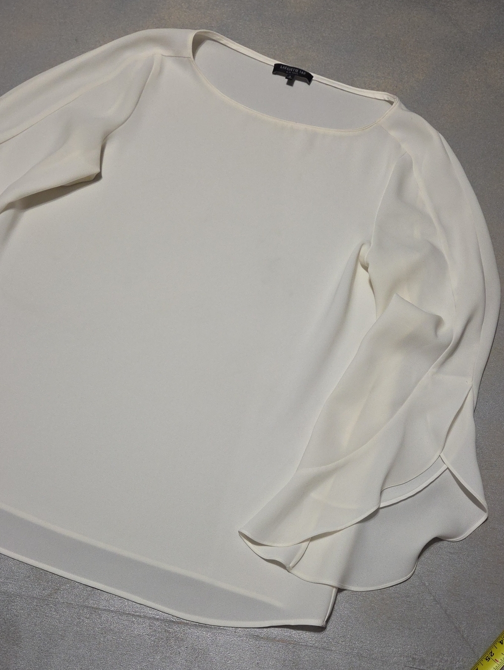 Lafayette 148 New York Ivory Layered Ruffle-Sleeve Blouse